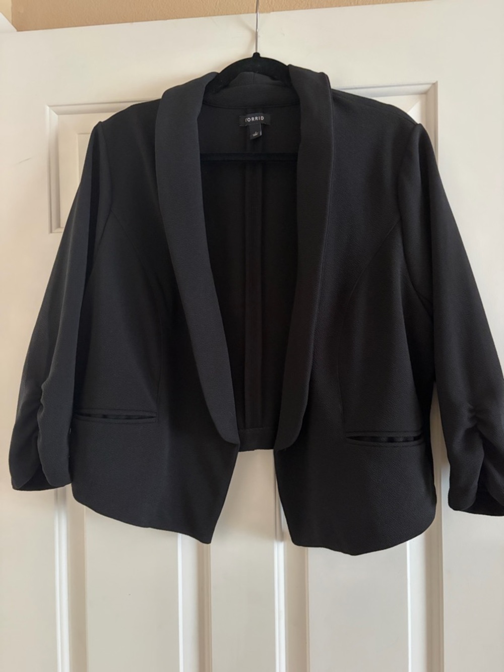 Torrid Black Open-Front Cropped Blazer and matching top